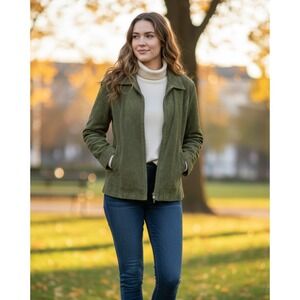 Siena Jacket Womens XL Green Leather Full Zip Lined Collared Warm Wear Winter